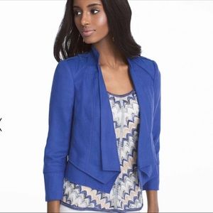 NWT WHBM Bracelet Sleeve Blue Linen Jacket Size 2